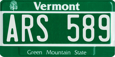 VT license plate ARS589