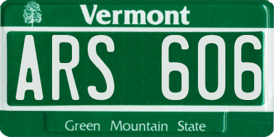VT license plate ARS606