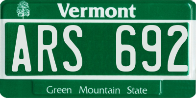 VT license plate ARS692