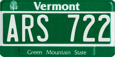 VT license plate ARS722