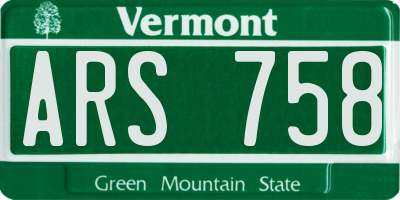 VT license plate ARS758