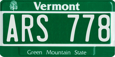 VT license plate ARS778