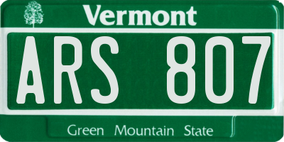VT license plate ARS807