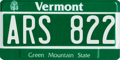 VT license plate ARS822