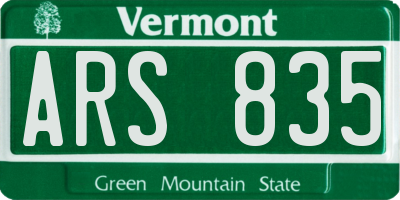 VT license plate ARS835
