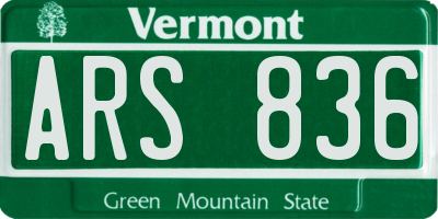 VT license plate ARS836