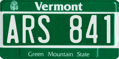 VT license plate ARS841