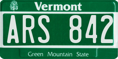 VT license plate ARS842