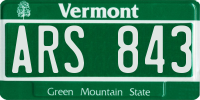 VT license plate ARS843