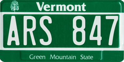VT license plate ARS847