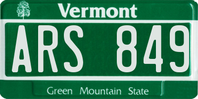 VT license plate ARS849