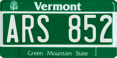 VT license plate ARS852