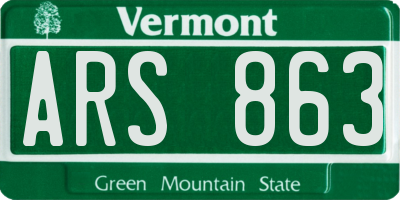 VT license plate ARS863