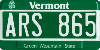 VT license plate ARS865