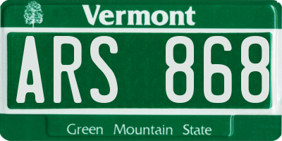 VT license plate ARS868