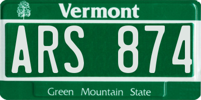 VT license plate ARS874