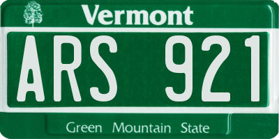 VT license plate ARS921