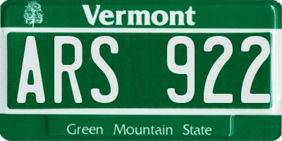 VT license plate ARS922
