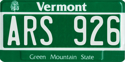 VT license plate ARS926