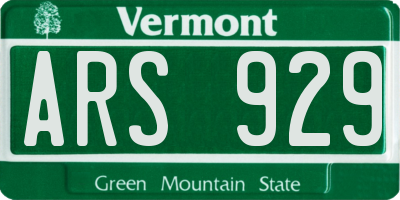 VT license plate ARS929