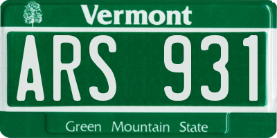 VT license plate ARS931