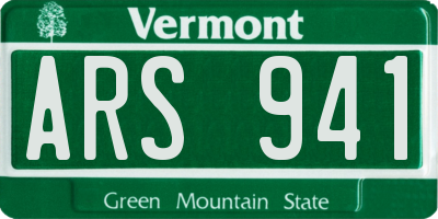 VT license plate ARS941
