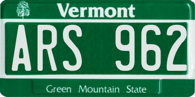 VT license plate ARS962
