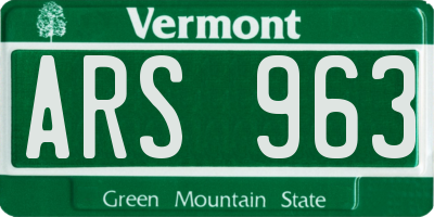 VT license plate ARS963
