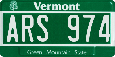 VT license plate ARS974