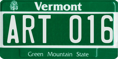 VT license plate ART016
