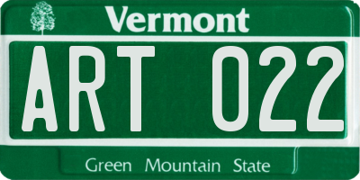VT license plate ART022