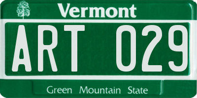 VT license plate ART029