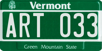 VT license plate ART033