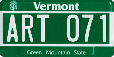 VT license plate ART071