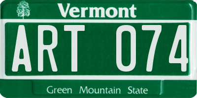 VT license plate ART074