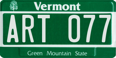 VT license plate ART077