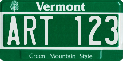 VT license plate ART123