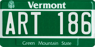 VT license plate ART186