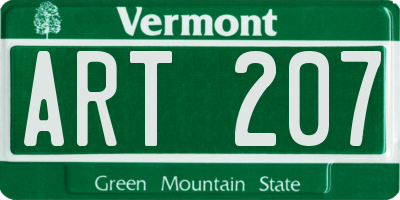VT license plate ART207