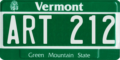VT license plate ART212
