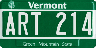 VT license plate ART214