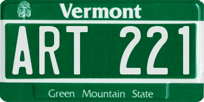 VT license plate ART221