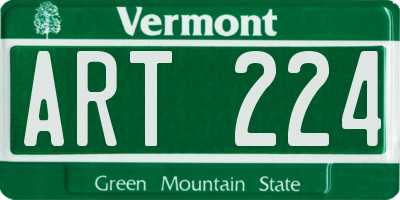 VT license plate ART224