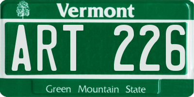 VT license plate ART226