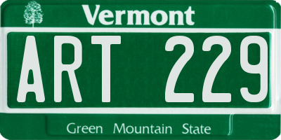 VT license plate ART229