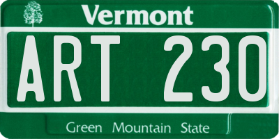 VT license plate ART230