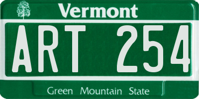 VT license plate ART254