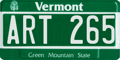 VT license plate ART265