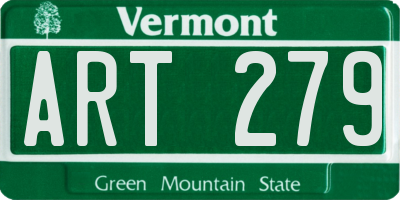 VT license plate ART279