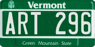 VT license plate ART296